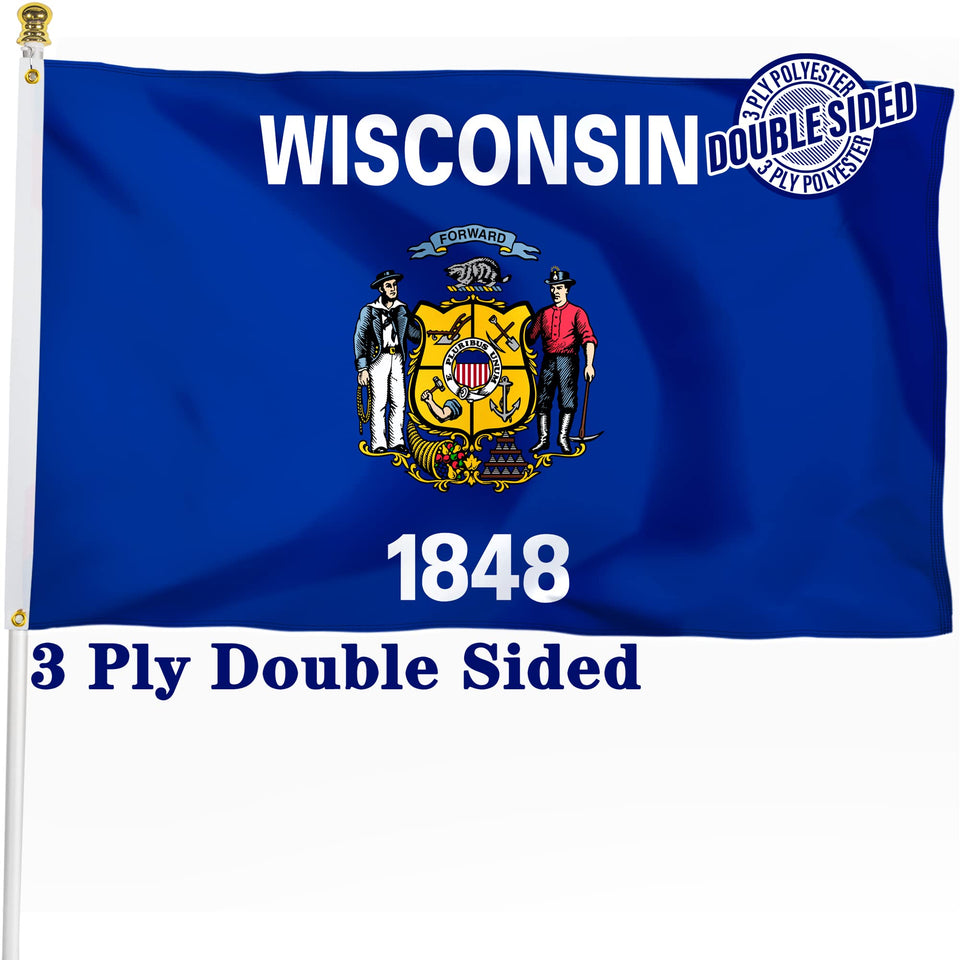 XIFAN Wisconsin flag double-sided 3x5 flag for versatile indoor outdoor display