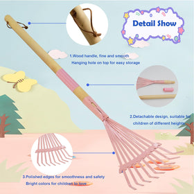 Xifando Kids Leaf Rake two-piece handle assembly components