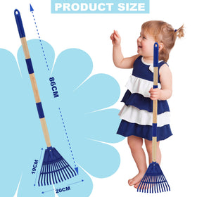 Xifando Kids Leaf Rake blue extended handle for growing kids.