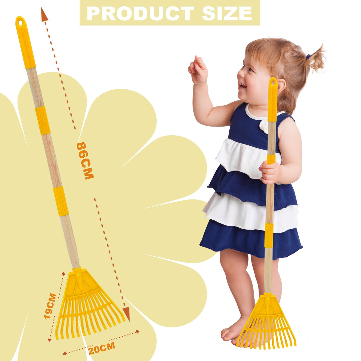 Xifando Kids Leaf Rake ergonomic yellow grip for comfortable handling