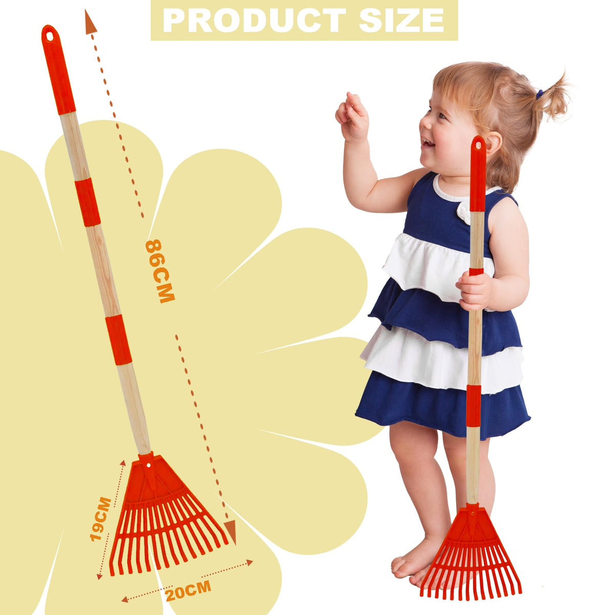Xifando Kids Leaf Rake extended handle for taller children during yard chores