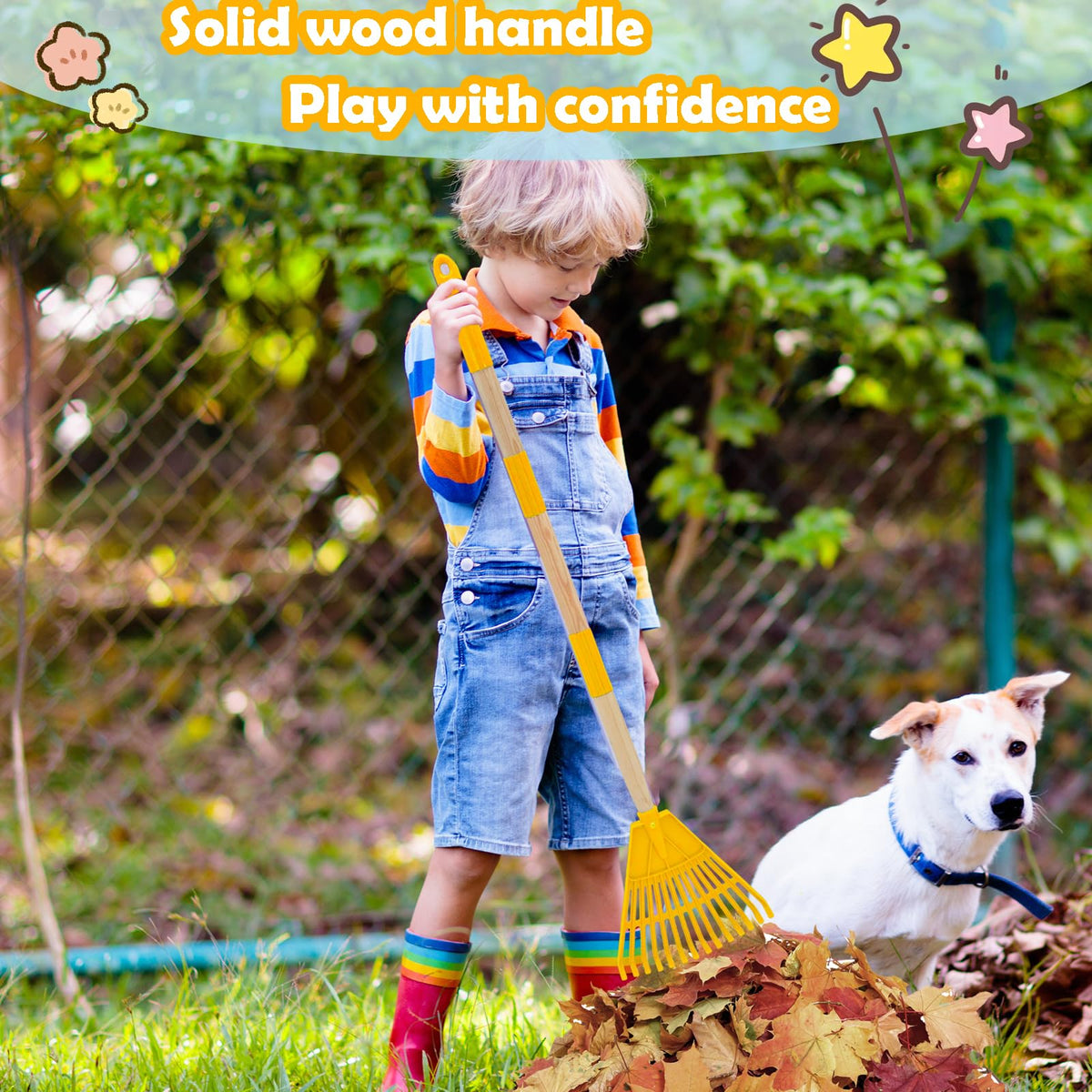 Xifando Kids Leaf Rake floral head design adds playful touch while cleaning leaves