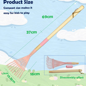 Xifando Kids Leaf Rake hanging rope and storage feature