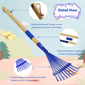 Xifando blue rake designed for light leaves and grass clippings.