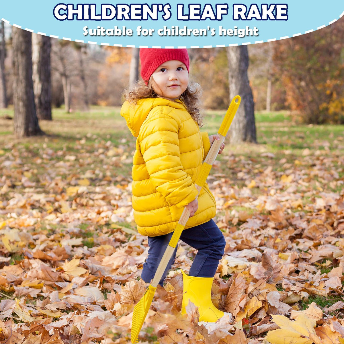 Xifando Kids Leaf Rake lightweight wood and plastic for easy lifting