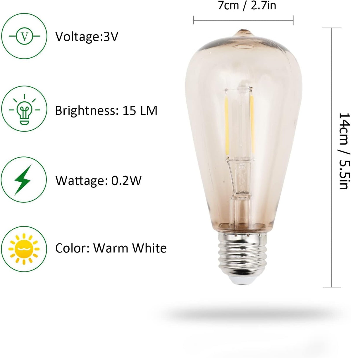 Close-up of warm white XIFEINIU E26 replacement bulb