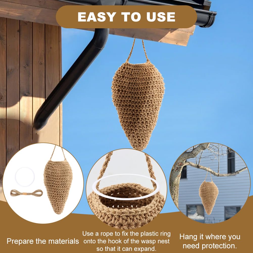 XIHUADOU crochet wasp nest on porch for seasonal ambiance.