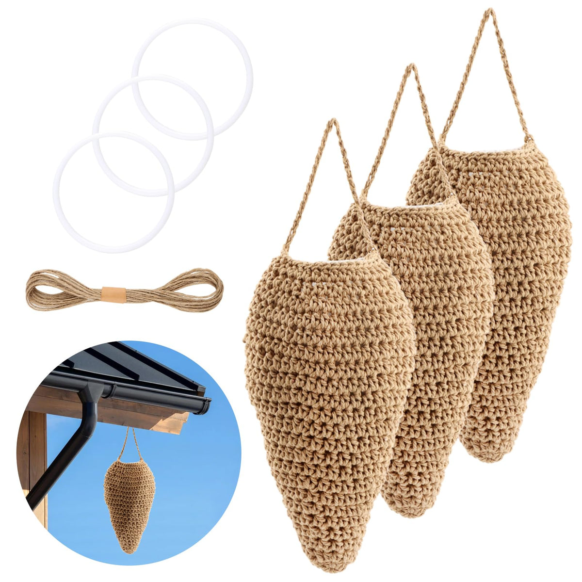 XIHUADOU crochet nest close-up rope highlighting rustic texture and craft.