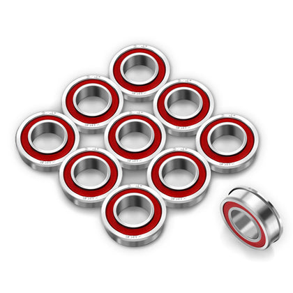 XIKE 10-piece flanged bearings packaging for durable replacement parts.