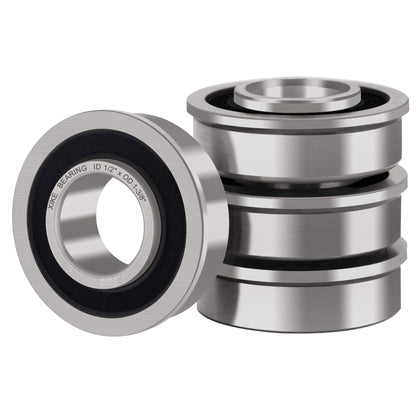 XIKE 4-pack flanged bearing close-up in chrome steel for durability