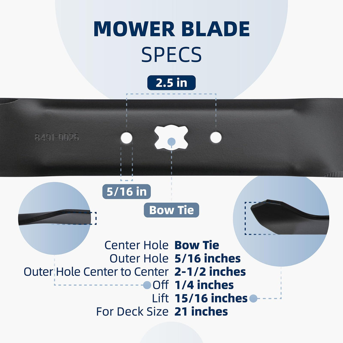 21-inch Bow-Tie center-hole blade with rust-protection coating