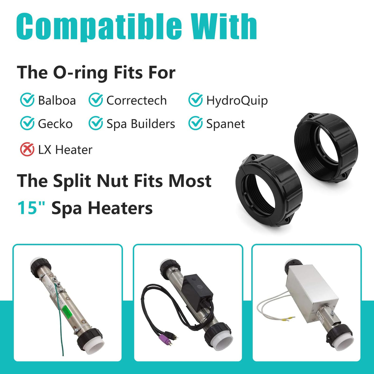 Ximoon 2-inch heater assembly connection provides a click-tight seal for spa use