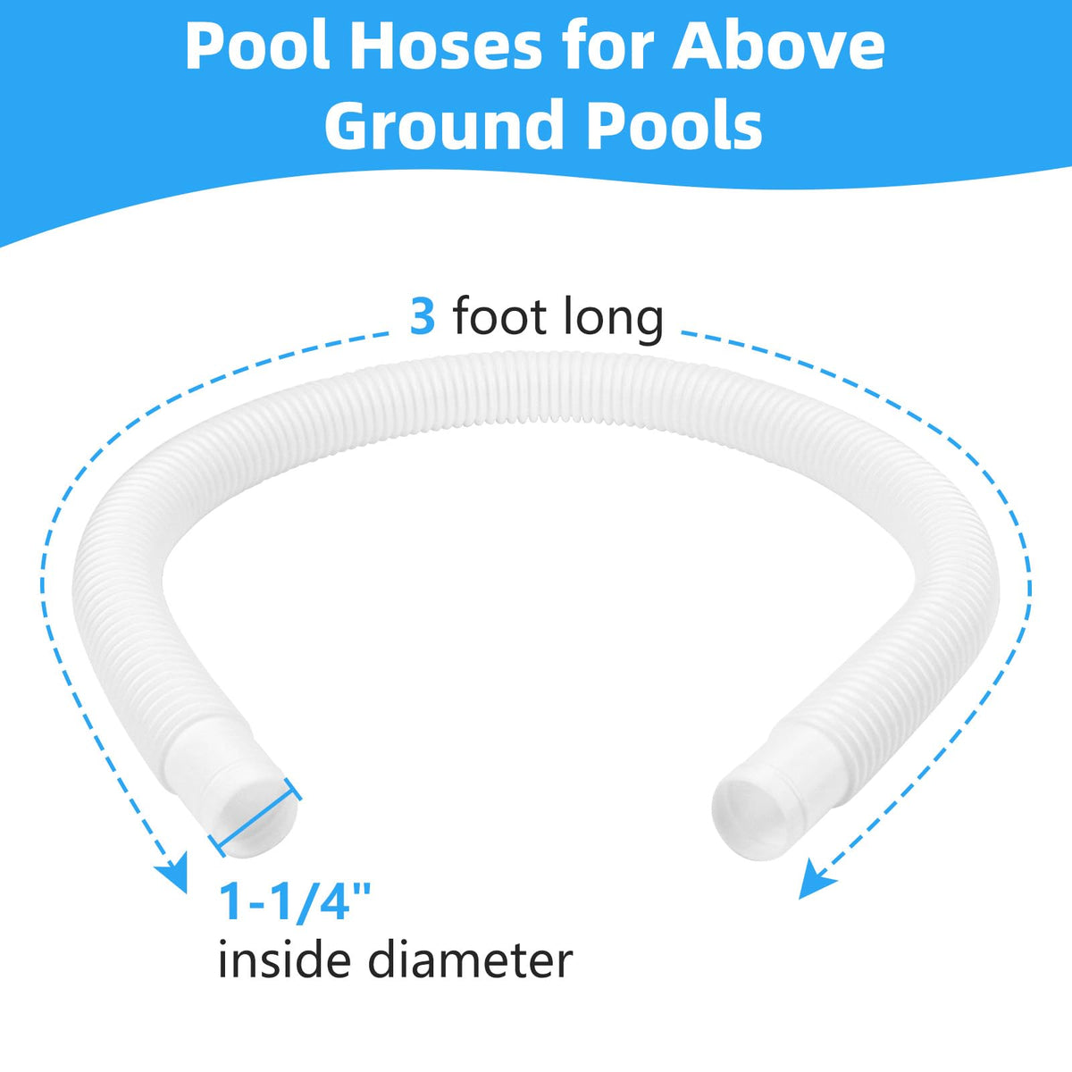 Ximoon above-ground pool hose links skimmer to pump for quick setup.