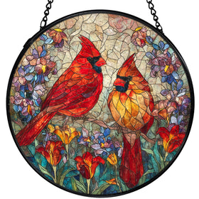 XINCEYWJ Cardinal Suncatcher in stained glass enhances window light