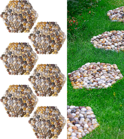 Xindian river rock stepping stones 12-inch hexagon for durable, slip-resistant garden walkway