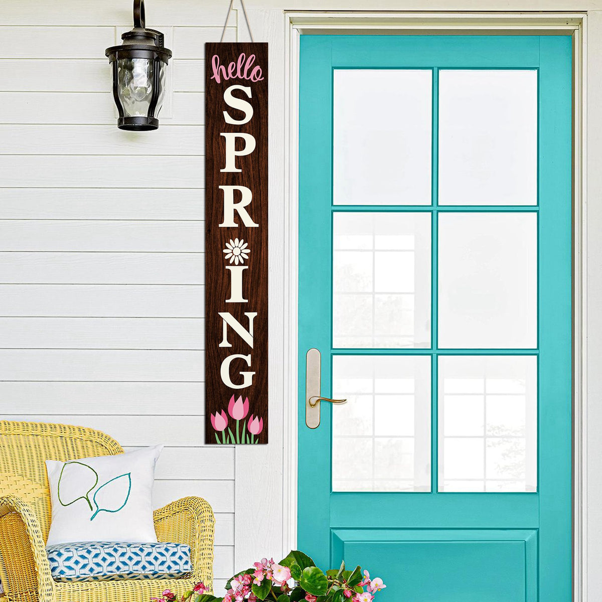 Xinglunla Hello Spring sign complements farmhouse decor