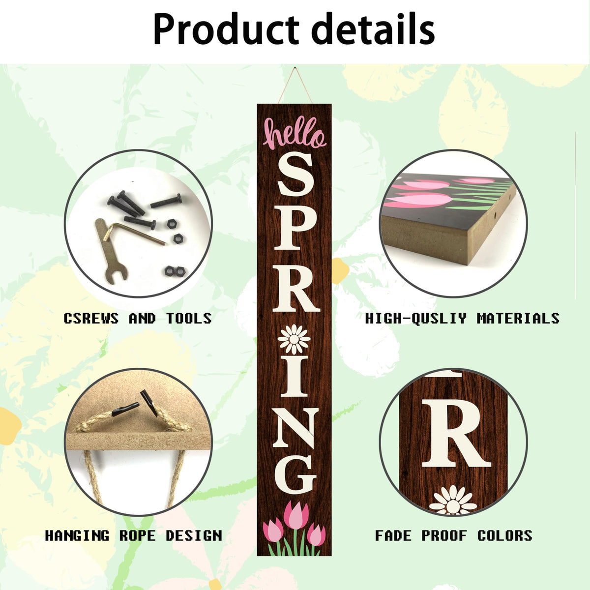 Xinglunla Hello Spring sign suits indoor and outdoor spaces