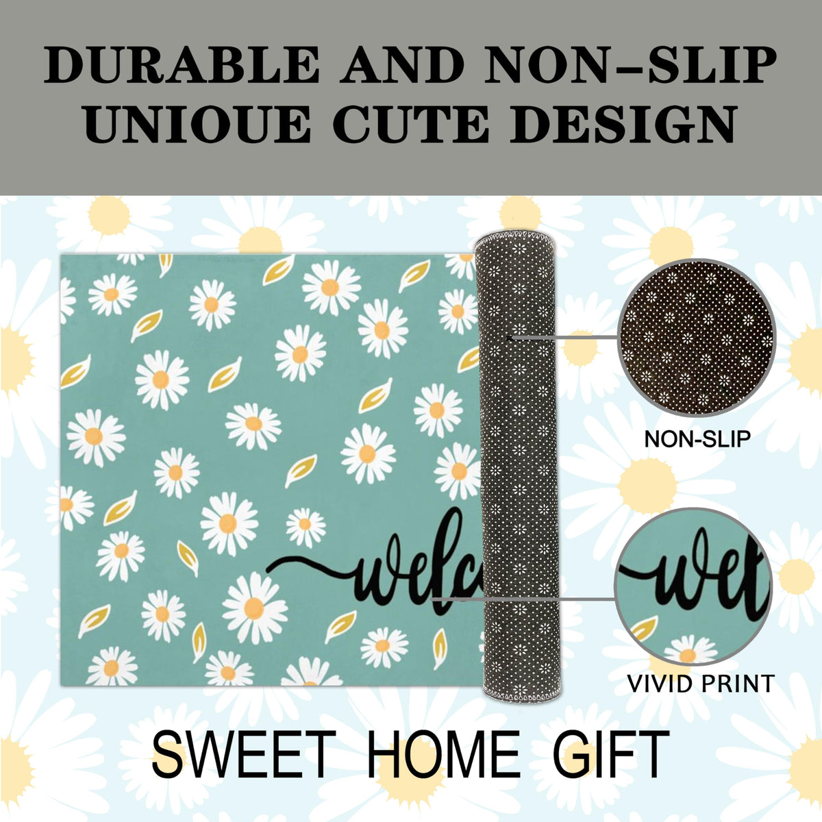 Xinglunla indoor-outdoor doormat measures 17 by 29 inches.