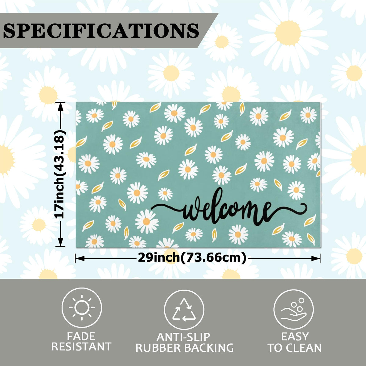 Xinglunla welcome mat showcases sunny daisies, boosting curb appeal.