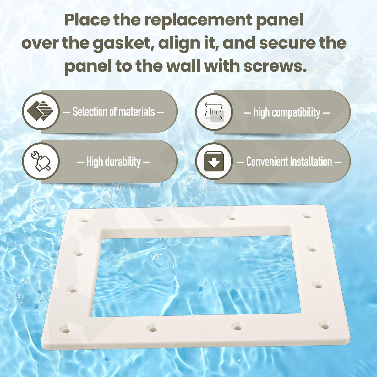Milky white finish provides clean aesthetic on pool wall