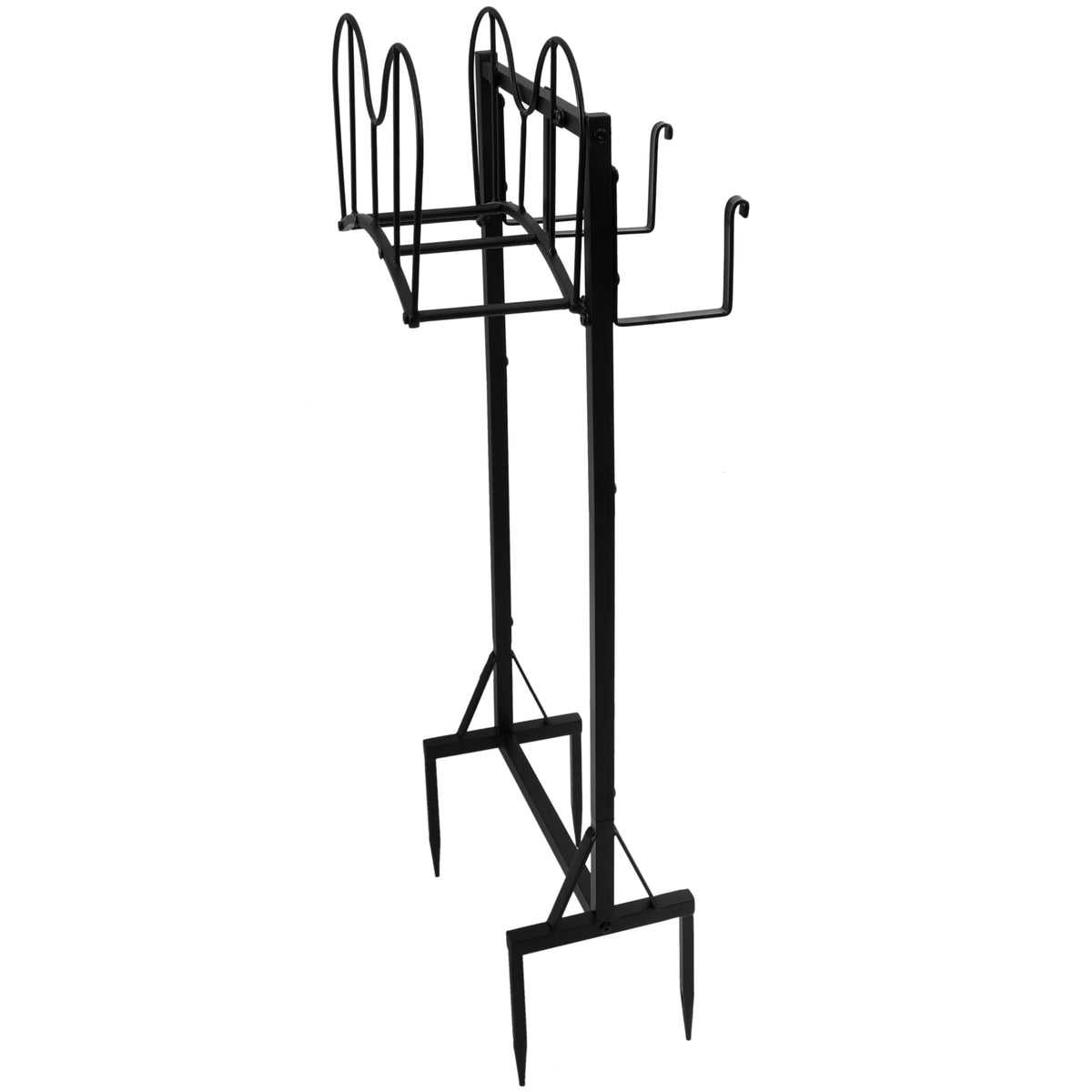Xinkulas heavy-duty steel hose stand with reinforced base for stable outdoor setup.