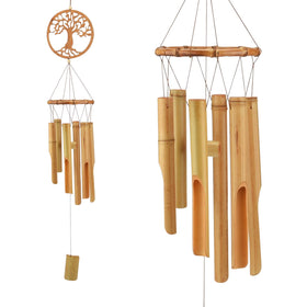 XINRUI Bamboo Wind Chimes Tree of Life detail enhances outdoor decor with soothing tones.