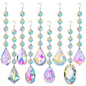 XINRUI Crystal Sun Catcher 9-pack showing beads and chain brighten rooms with color rainbows.