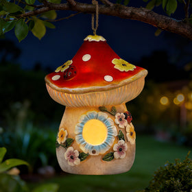 Xintim garden bird house mushroom with solar light for cozy evenings
