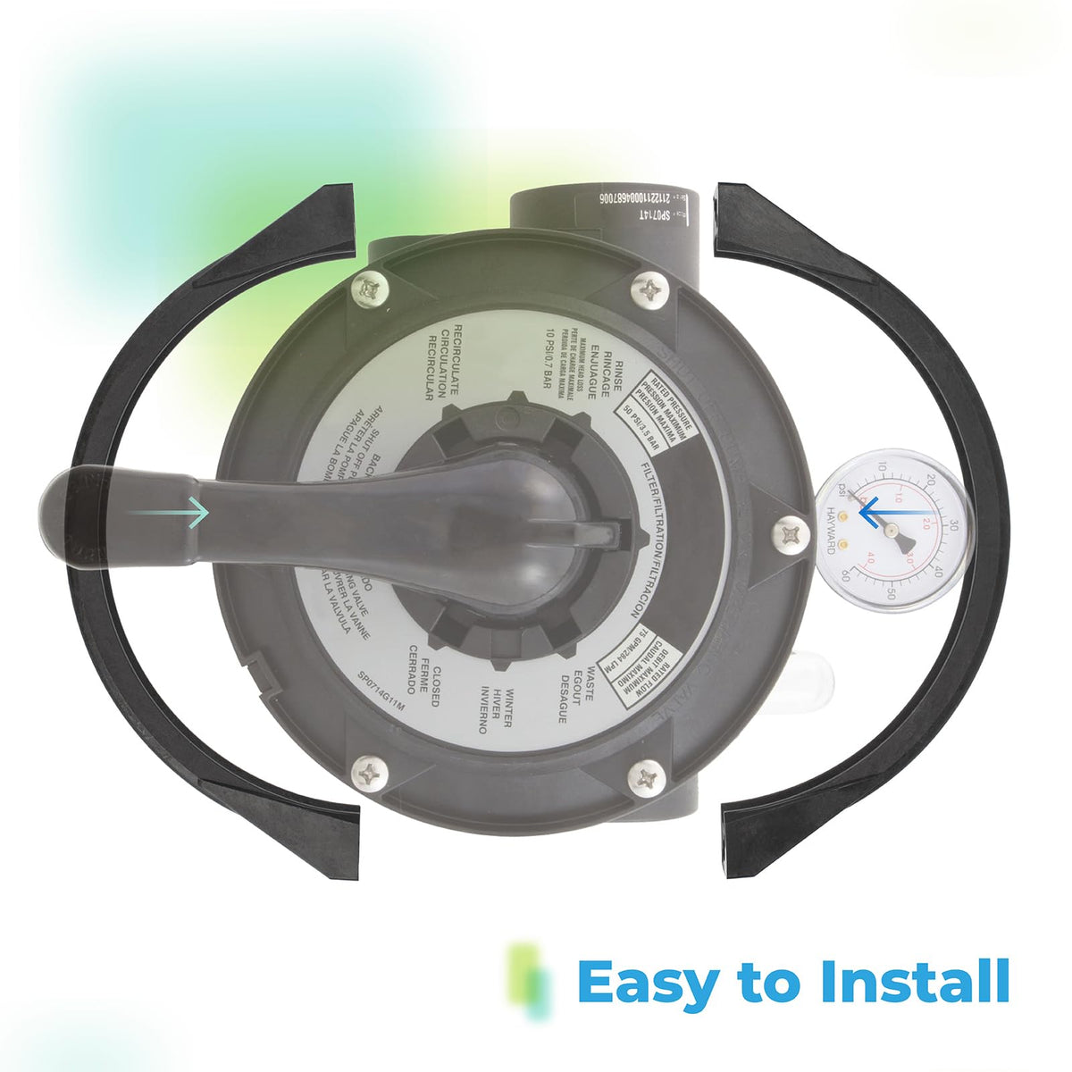 Includes gasket and rubber cap to seal the sand filter interface.