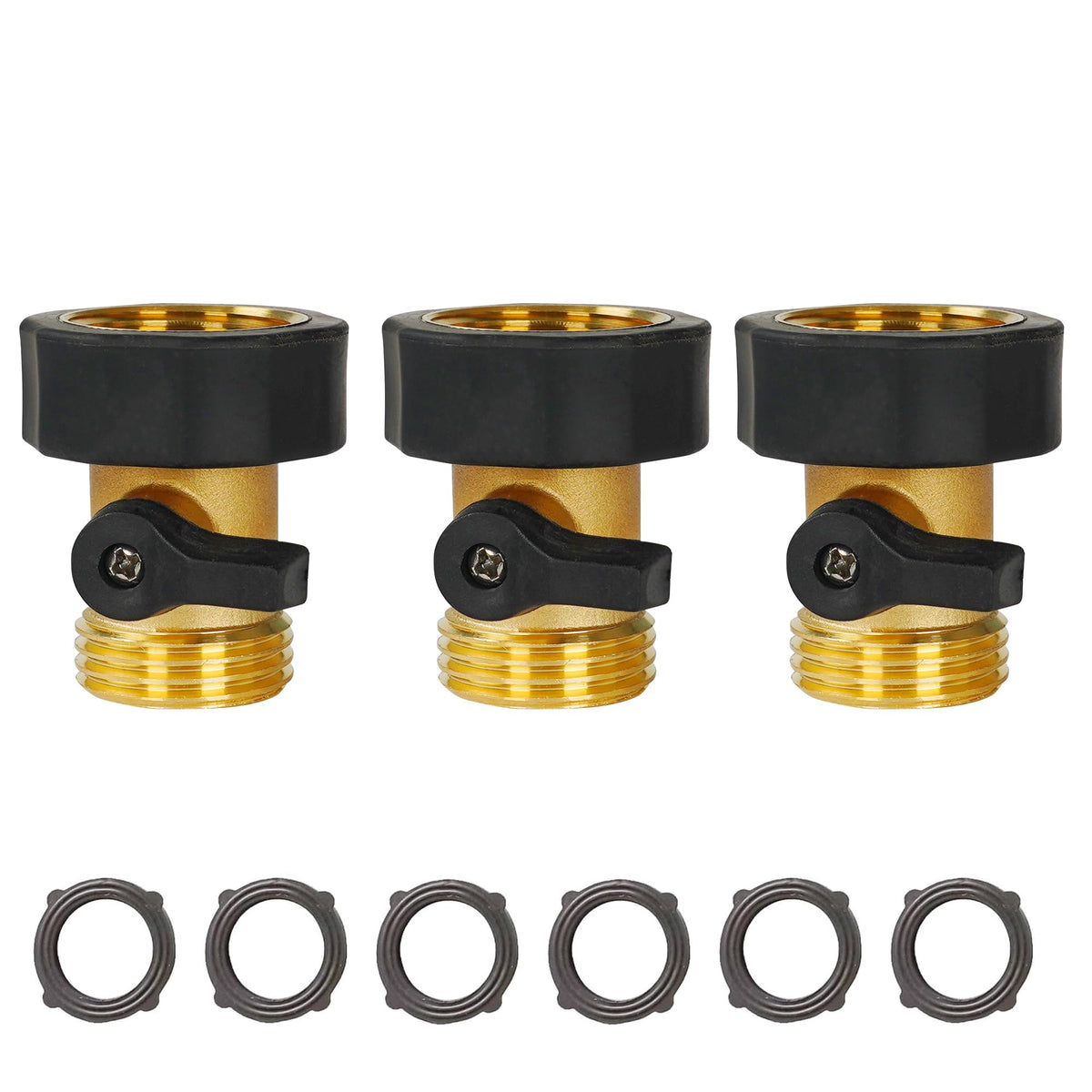 Xiny Tool garden hose shut-off valve brass close-up showing durable construction