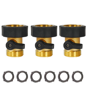 Xiny Tool garden hose shut-off valve brass close-up showing durable construction