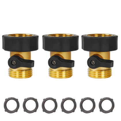 Xiny Tool garden hose shut-off valve brass close-up showing durable construction