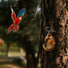 XIOQINE tree face bird feeder invites birds to perch in your yard