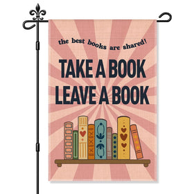 Xipromi Take a Book Leave a Book flag front view, vibrant and weatherproof for outdoor use.