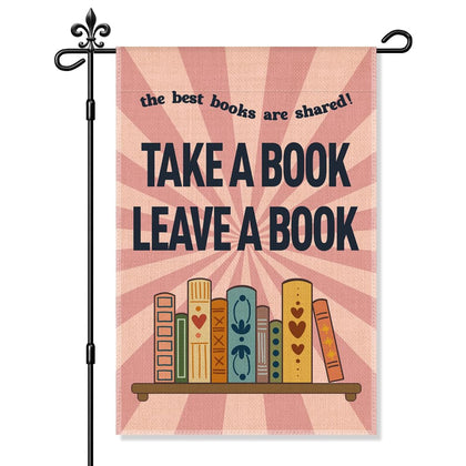 Xipromi Take a Book Leave a Book flag front view, vibrant and weatherproof for outdoor use.
