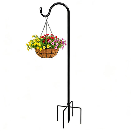 XIRUJU 46-inch outdoor shepherd hook ready for a bird feeder.