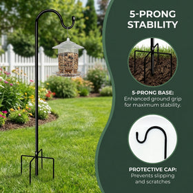 XIRUJU heavy-duty metal garden hook supports plants and lanterns with stability.