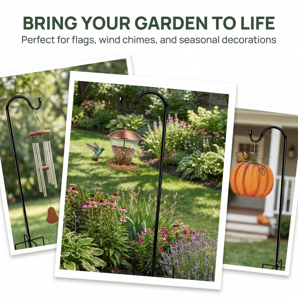 XIRUJU versatile design for yard decor, wind chimes, and bird feeders.