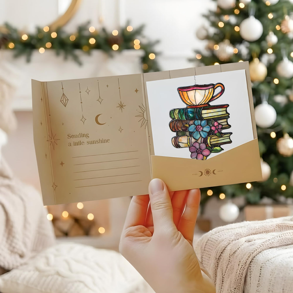 XISZYS Book Tea Suncatcher wall display brings year-round color.
