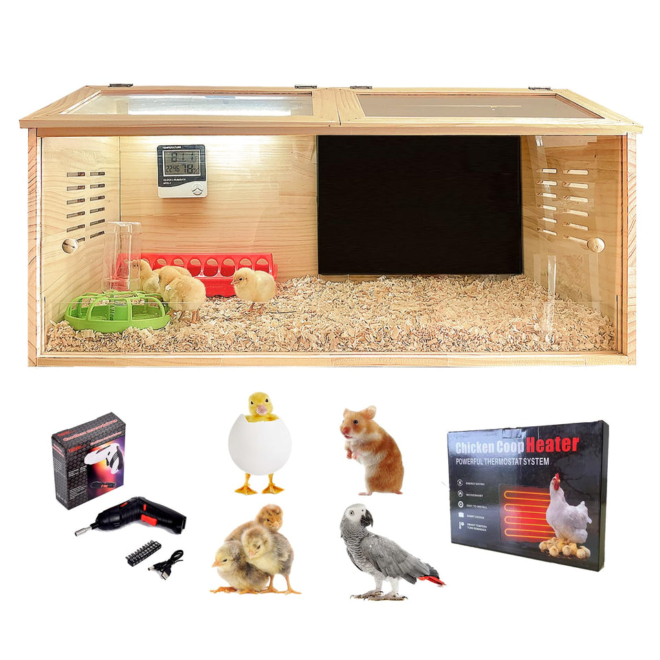 XITIANKJ Brooder Box chicks 40L front panel view for daily monitoring