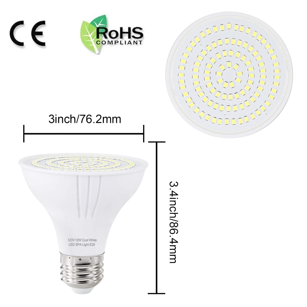 XIUBE TCEUMIK spa light with E26/E27 base compatibility
