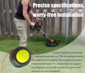 Xiweiqi 313318001 trimmer head in use on a lawn trimmer