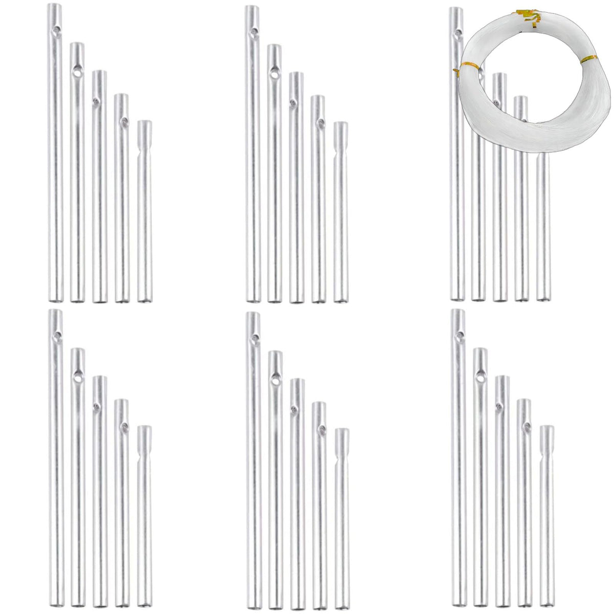 XIXILINRUIYUN wind chime tubes pack in silver ready for outdoor decor and crafting