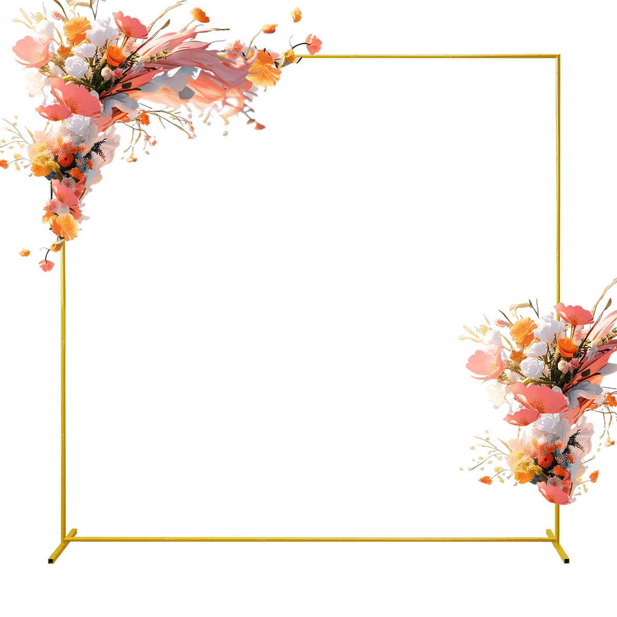 Xizlapu wedding arch stand in gold with a sturdy square base for stability.