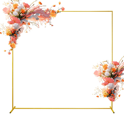 Xizlapu wedding arch stand in gold with a sturdy square base for stability.