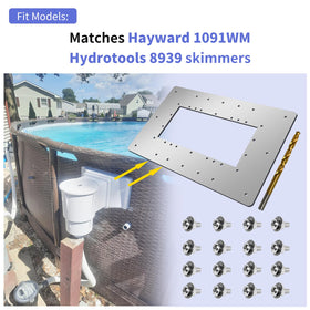 XJJ pool skimmer wall plate compatibility with Hayward Swimline JED tools.