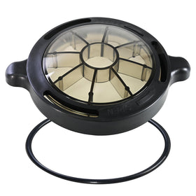 XJJ basket cover close-up shows durable build for tight seal and longer pump life.