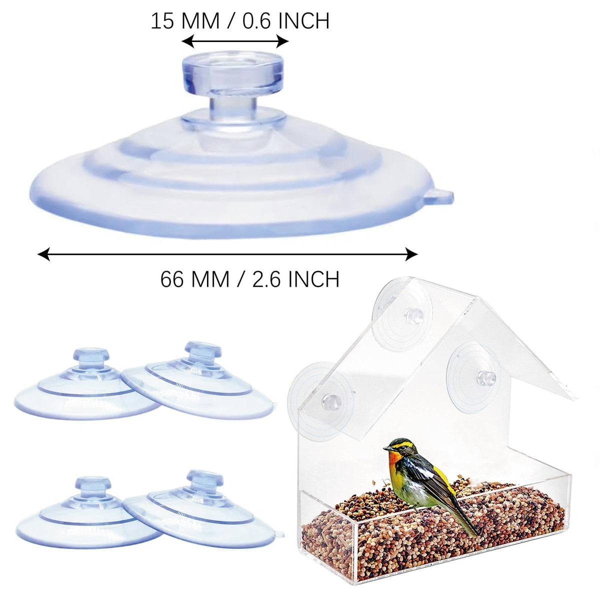 XJKJSX replacement suction cups for glass bird feeder quick installation