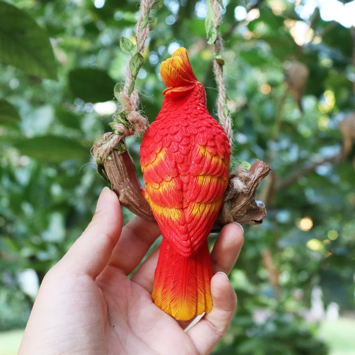 XKFLAUHM hanging bird statue in resin, weatherproof.