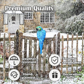 XKFLAUHM hanging parrot sculpture ideal for patios, porches, and walls